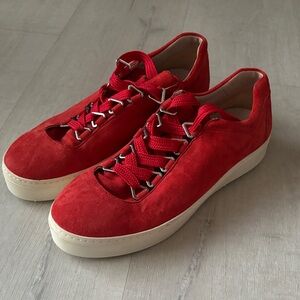 Stuart Weitzman Red Suede Gaming Women’s Sneakers